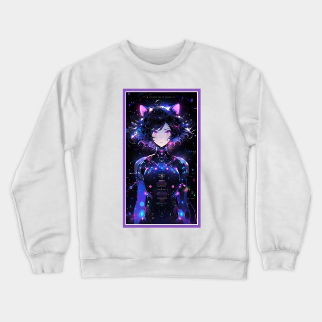 Anime Cute Cat Girl | Quality Anime Girl Artwork | Sci-Fi Manga Girl Anime Art Crewneck Sweatshirt by AlNoah